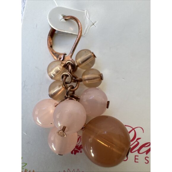 Premier Designs Light Pink Gold Cluster Bead Earrings Dangle 1.5" NEW - Picture 2 of 9